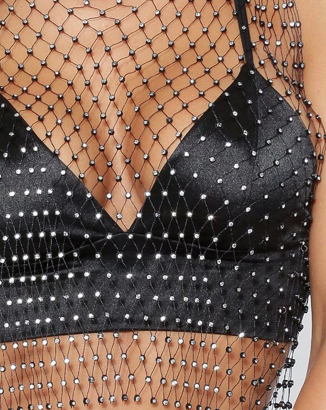 Crystal Rhinestone Embellished Mesh Tank Top - 8 Colors