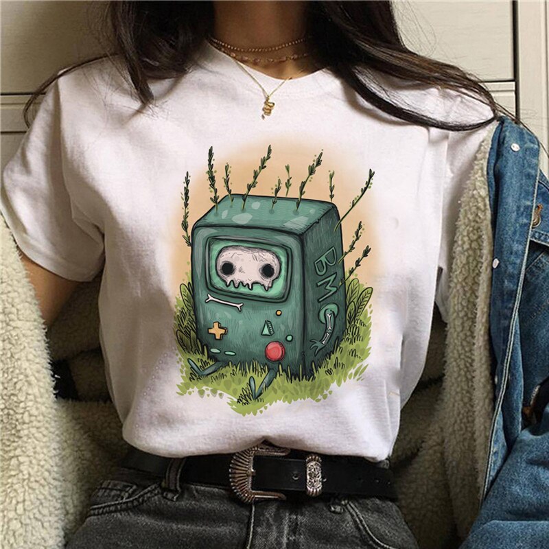 Cute Cartoon Cat Mushroom Print T Shirt