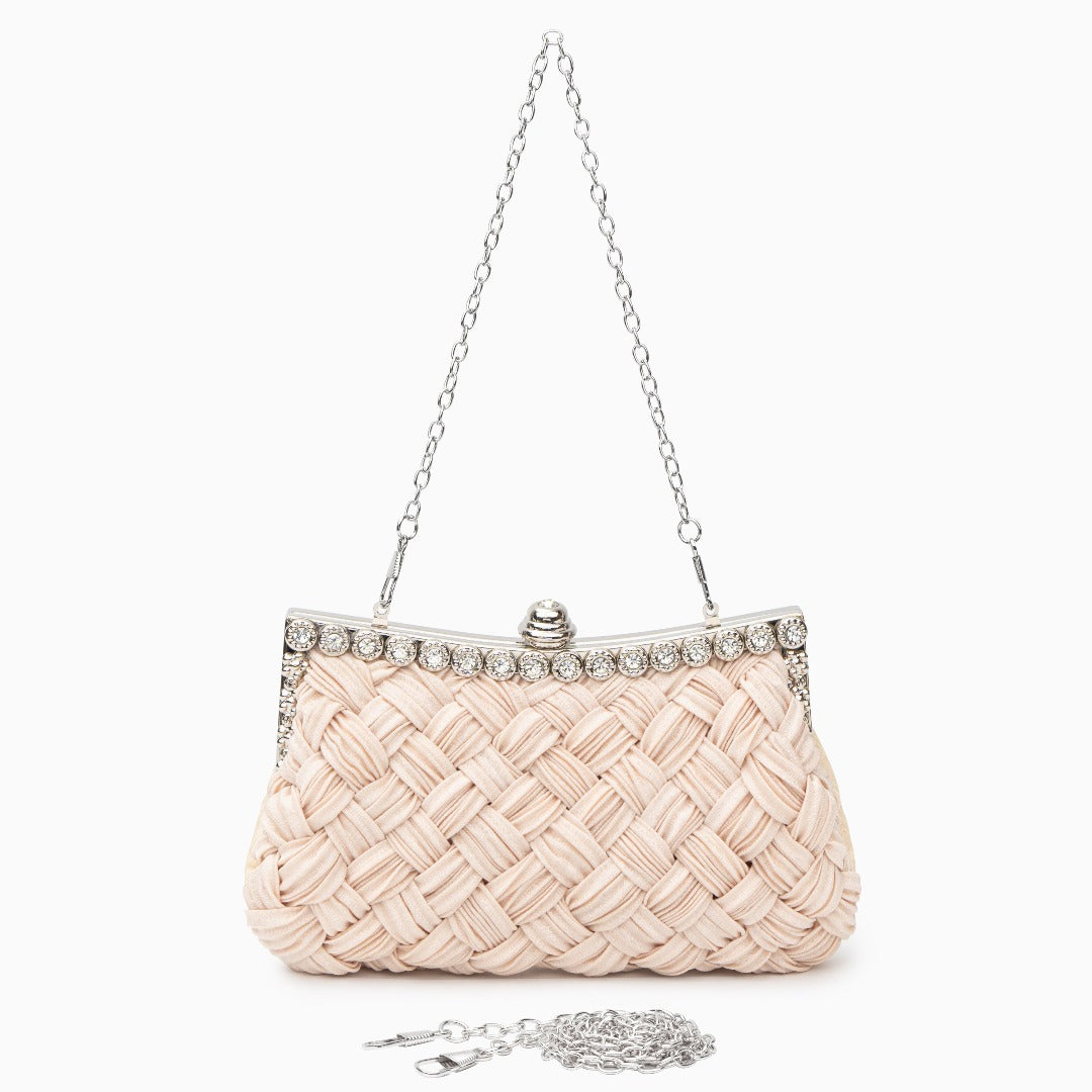 Giselle Braided Rhinestone Clutch Bag