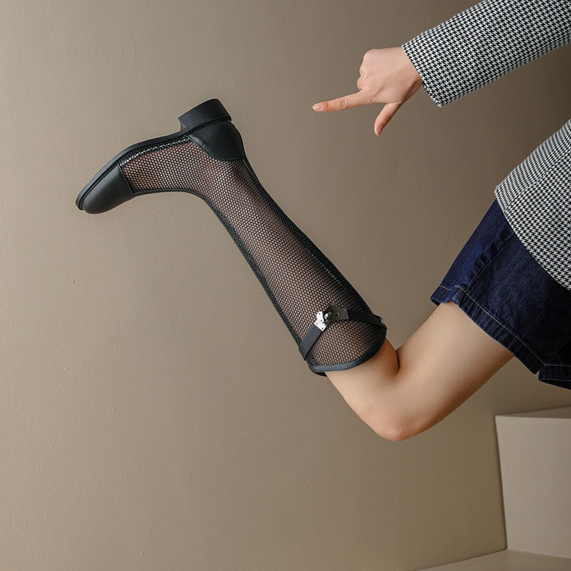 Dani Mesh Knee High Boots - 5 Colors
