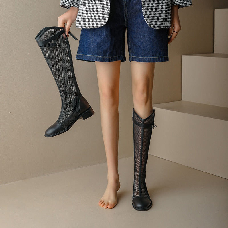 Dani Mesh Knee High Boots - 5 Colors