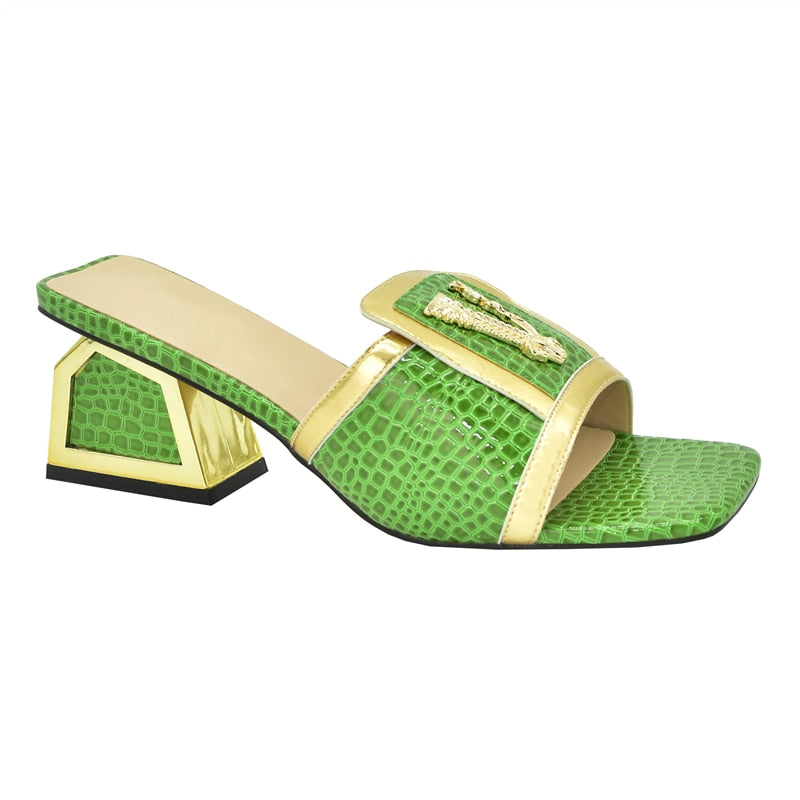Daphnia Golden V  Croco Sandals - 5 Colors