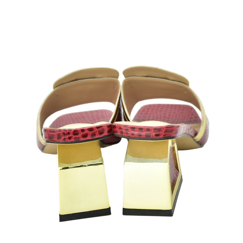 Daphnia Golden V  Croco Sandals - 5 Colors