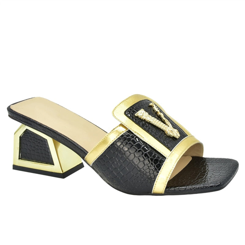 Daphnia Golden V  Croco Sandals - 5 Colors