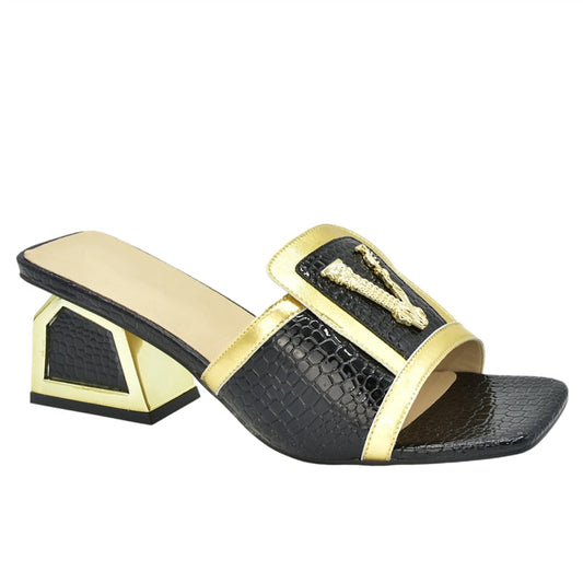 Daphnia Golden V  Croco Sandals - 5 Colors