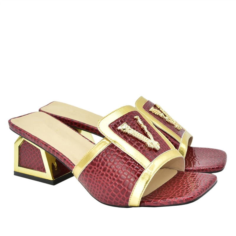 Daphnia Golden V  Croco Sandals - 5 Colors