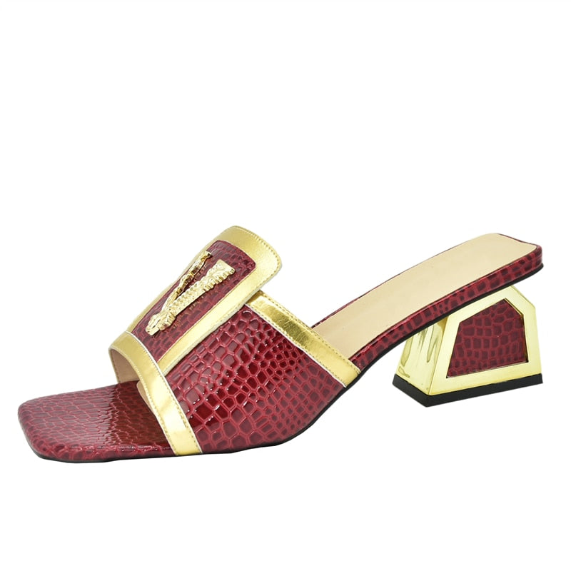 Daphnia Golden V  Croco Sandals - 5 Colors