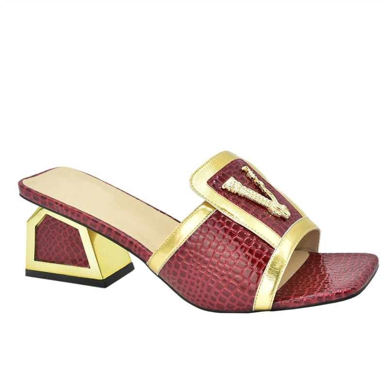 Daphnia Golden V  Croco Sandals - 5 Colors