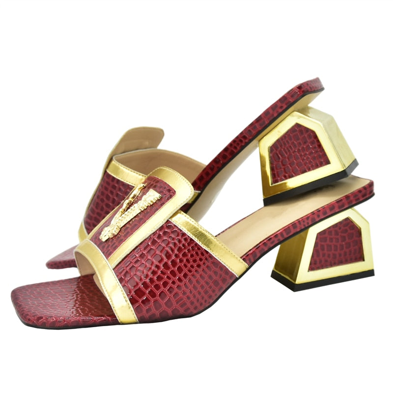 Daphnia Golden V  Croco Sandals - 5 Colors