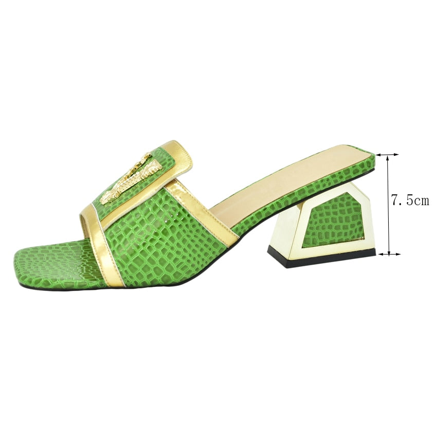 Daphnia Golden V  Croco Sandals - 5 Colors