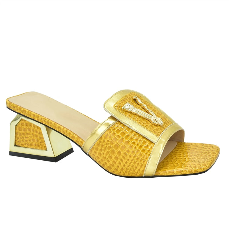 Daphnia Golden V  Croco Sandals - 5 Colors