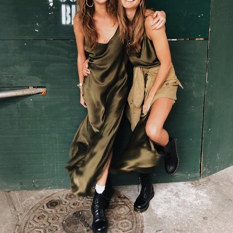 Deborah Solid Satin Slip Dresses - 4 Colors