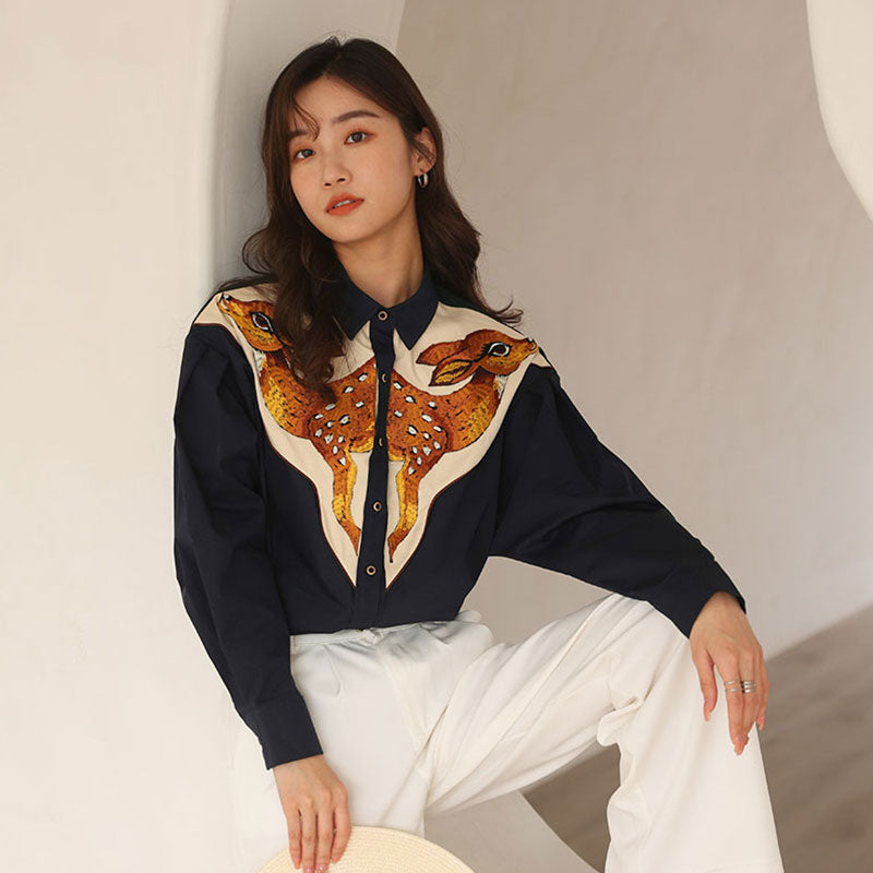 Deer Embroidered Western Shirts - 2 Colors