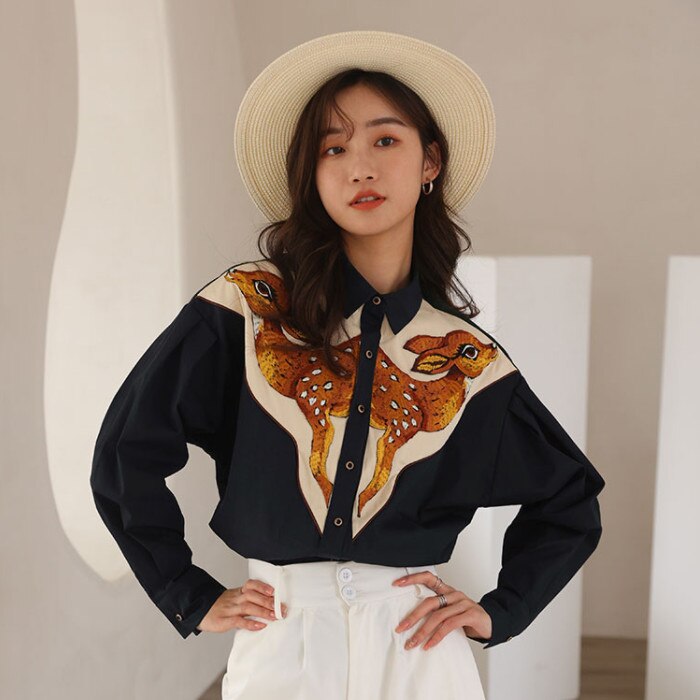 Deer Embroidered Western Shirts - 2 Colors