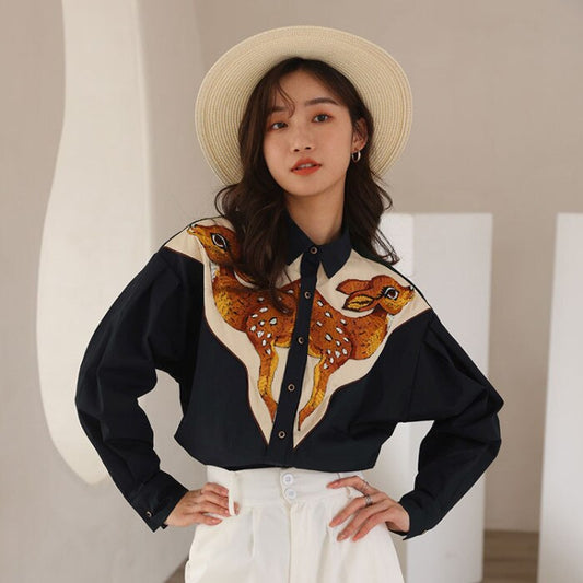 Deer Embroidered Western Shirts - 2 Colors