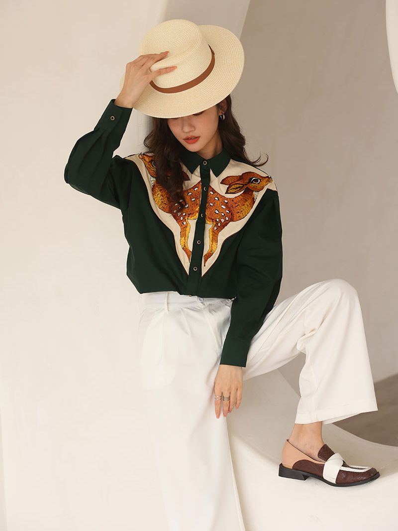 Deer Embroidered Western Shirts - 2 Colors