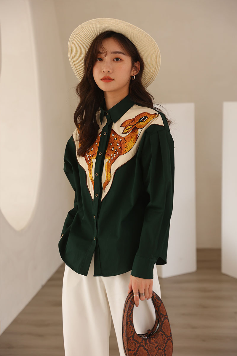 Deer Embroidered Western Shirts - 2 Colors