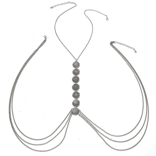 Delilah Sexy Body Chain Necklace - Silver or Gold