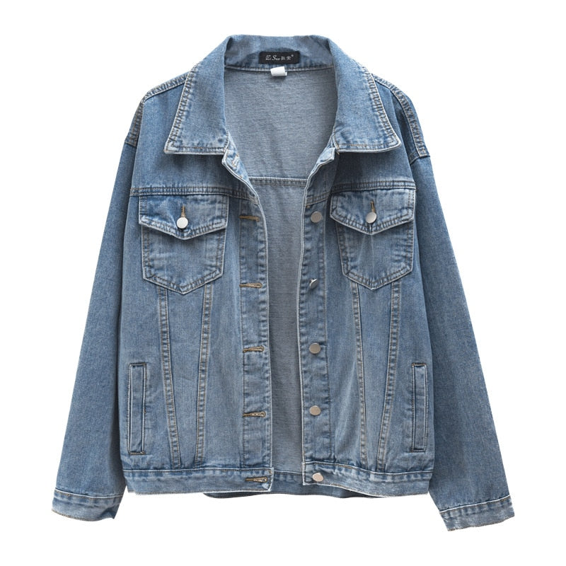 Denim Oversize Turn-down Collar Jacket