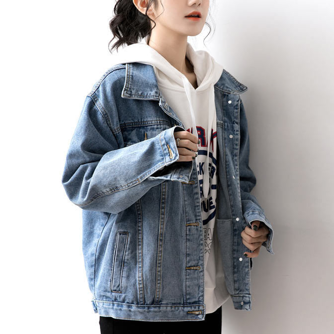 Denim Oversize Turn-down Collar Jacket