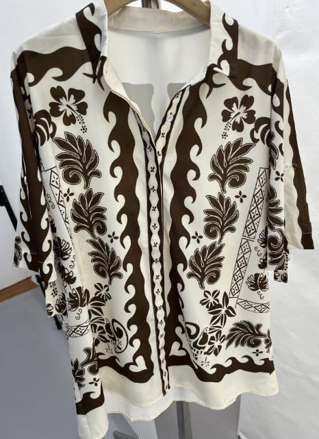 Devia Fern Prints Shirts and Mini Skirt 2-Piece Set