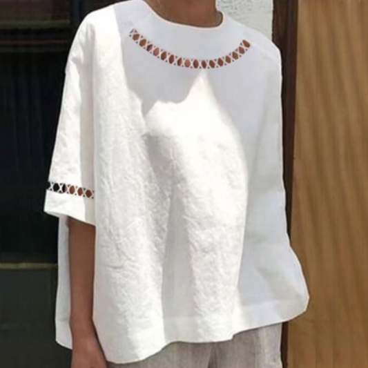 Devie Linen Blend Embroidery Shirt Blouse - 2 Styles