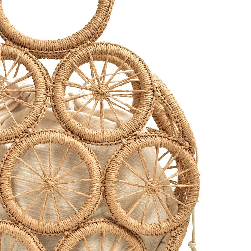 Devon Multi Circles Woven Straw Bag