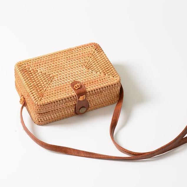 Dewi Square Rattan Mini Shoulder Bag - 2 Colors