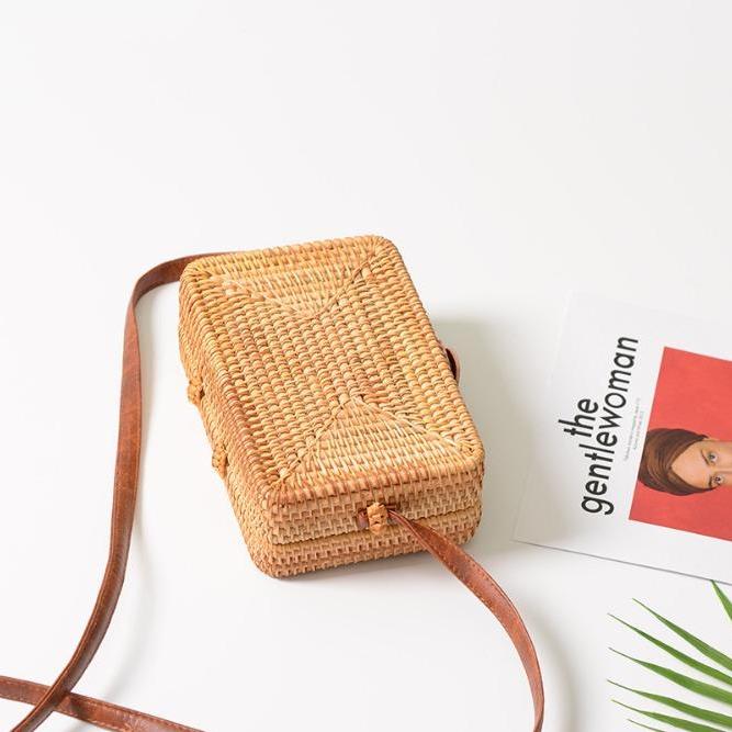 Dewi Square Rattan Mini Shoulder Bag - 2 Colors