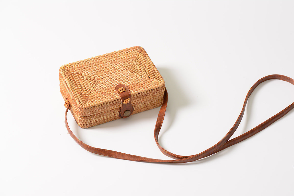 Dewi Square Rattan Mini Shoulder Bag - 2 Colors