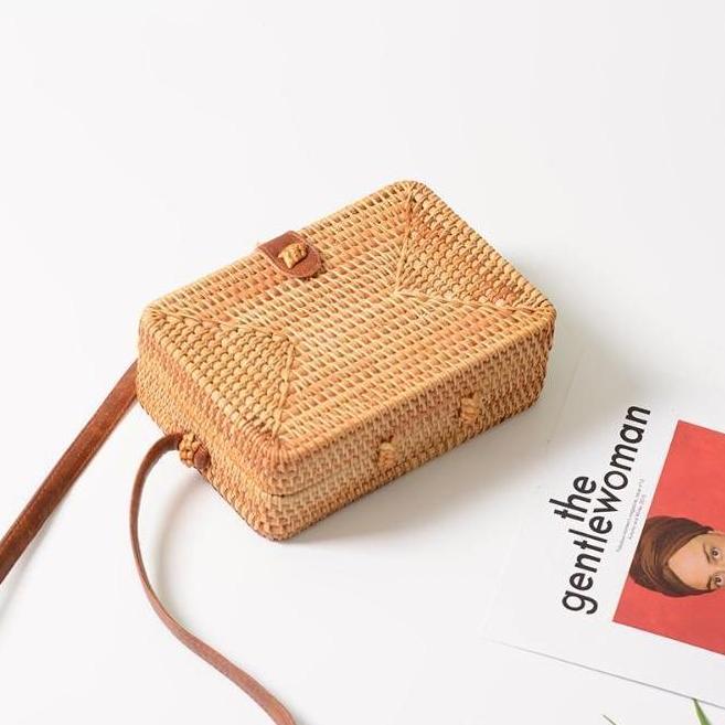 Dewi Square Rattan Mini Shoulder Bag - 2 Colors