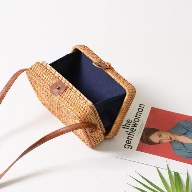 Dewi Square Rattan Mini Shoulder Bag - 2 Colors
