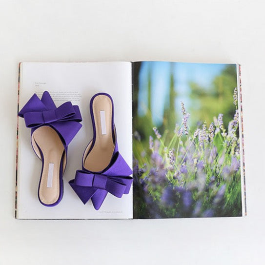 Dianna Silk Satin Pointed Big Bow Tie Slippers - 5 Colors