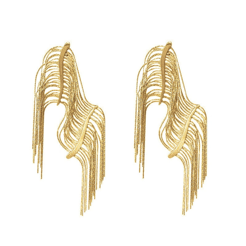 Dolce Willow Tree Drapery Tassel Earrings - Gold or Silver