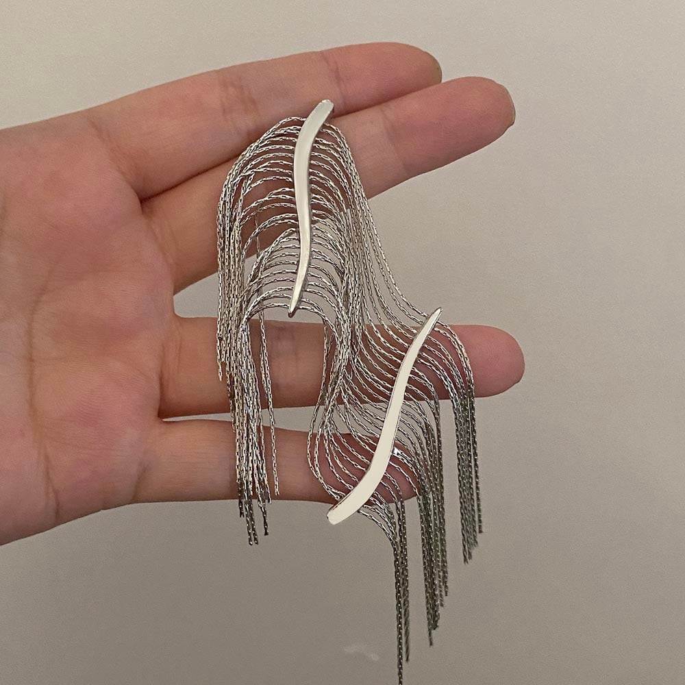 Dolce Willow Tree Drapery Tassel Earrings - Gold or Silver