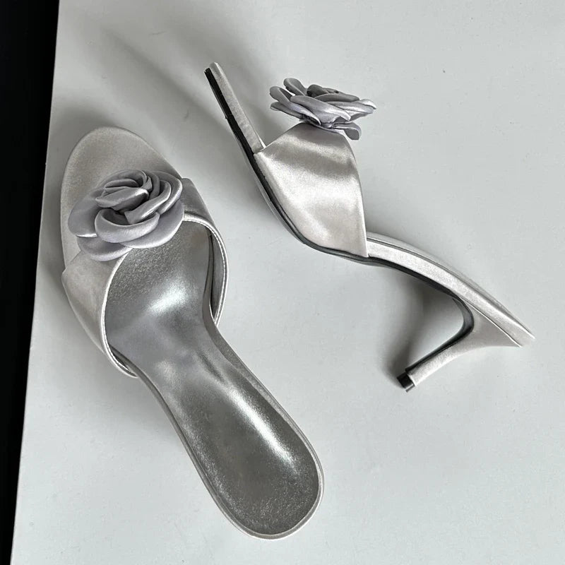 Summer Fashion Narrow Band Party Stripper Slippers Mules Slides Shoes Low Heel Pumps