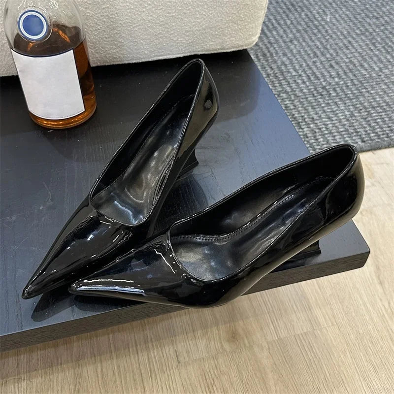 Design Pointed Toe Wedges Highs Silver Red Shoes Wedding Banquet Shoes Low Heel Pumps