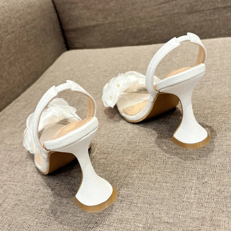 Designer Slingbacks Pointed Toe PVC Transparent Highs Party Elegant Shoes Low Heel Pumps