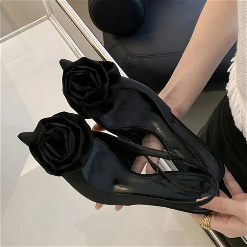 Satin Slingback Design Pointed Toe Thin Highs Banquet Wedding Mule Shoes Low Heel Pumps