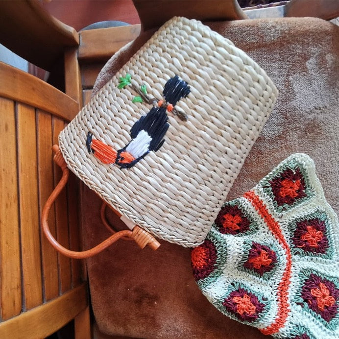 Eka Embroidery Straw Bucket Bags - 2 Styles