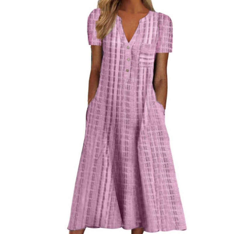 Elegant Chic V-Neck Office Lady Pockets Dresses