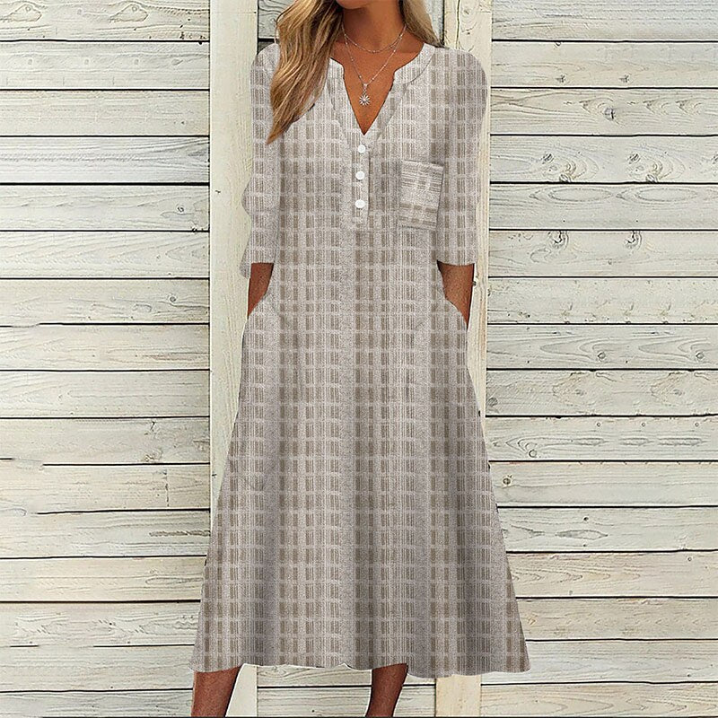 Elegant Chic V-Neck Office Lady Pockets Dresses
