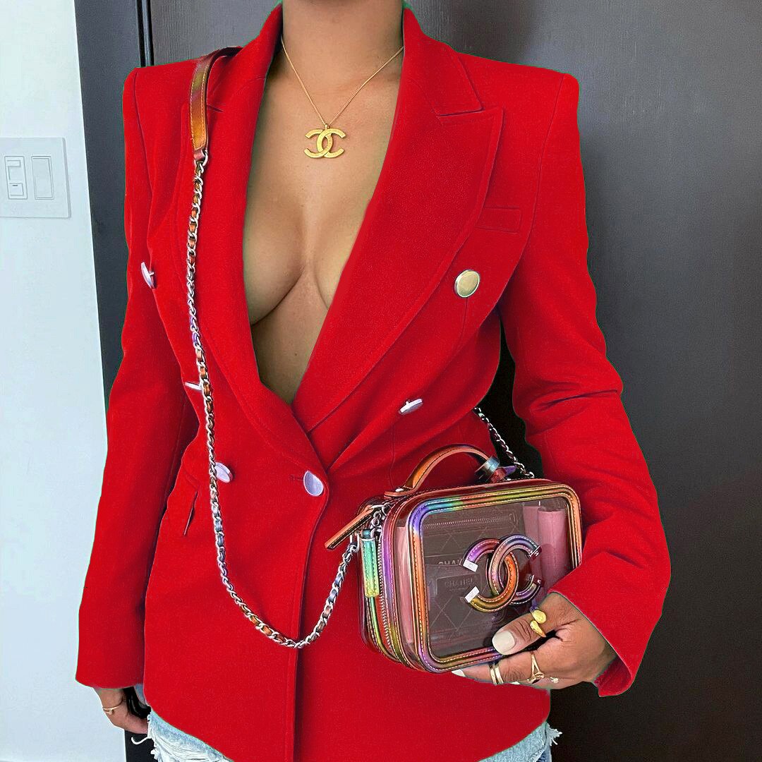 Elegant Green Red Blazer