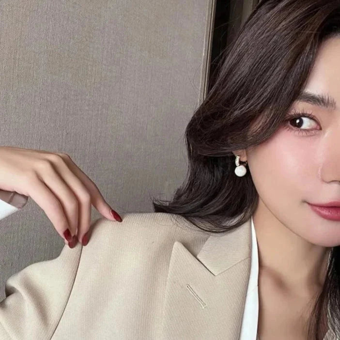 Elegant Marble Ball Drop Earrings - Green or Pearl