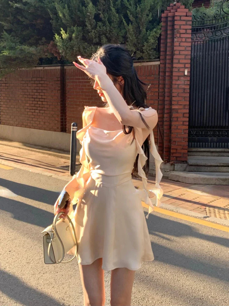 Korean Spaghetti Strap Vintage Fairy Sweet Midi Dress