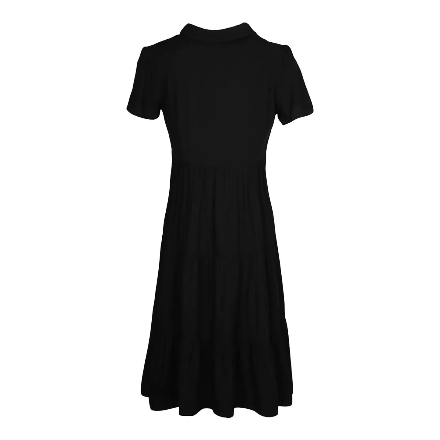 Elegant Casual Holiday Midi V Neck Single Breasted Shirt Solid Short Sleeve Summer Women's Dress