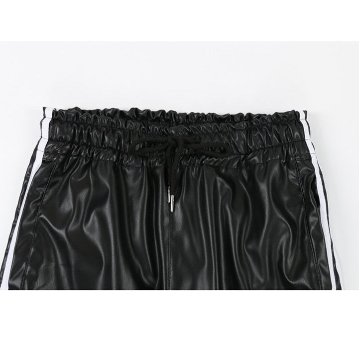 Eliska Faux Leather Track Pants
