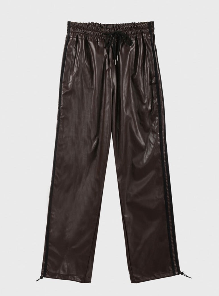 Eliska Faux Leather Track Pants