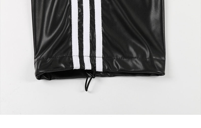 Eliska Faux Leather Track Pants