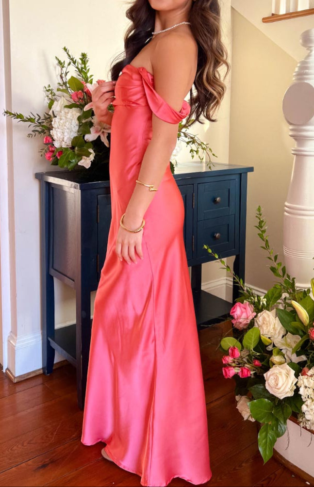 Chiara Pink Off Shoulder Formal Dress